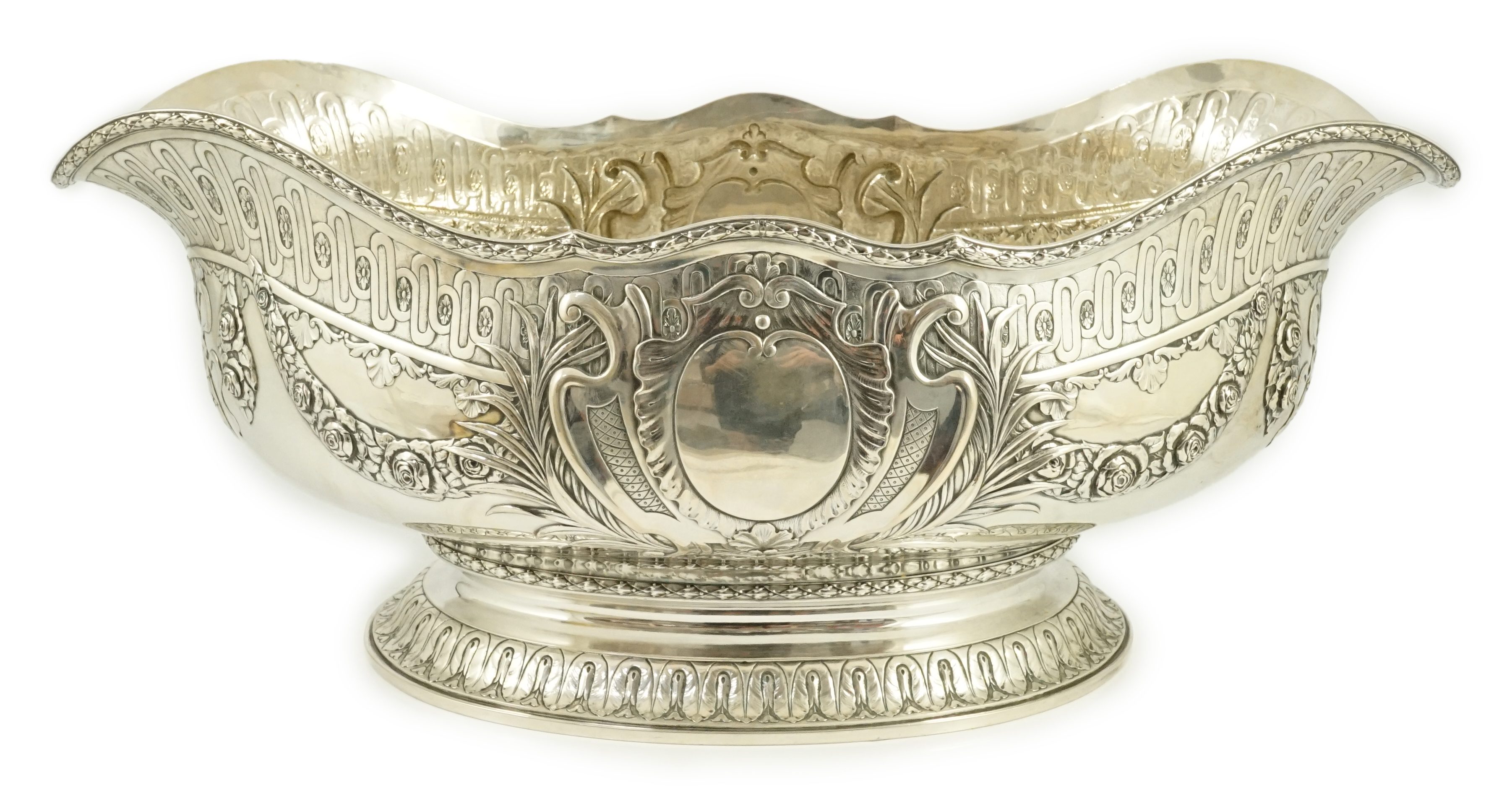 A large early 20th century Danish silver oval punch bowl, by Aage Valdemar Dragsted